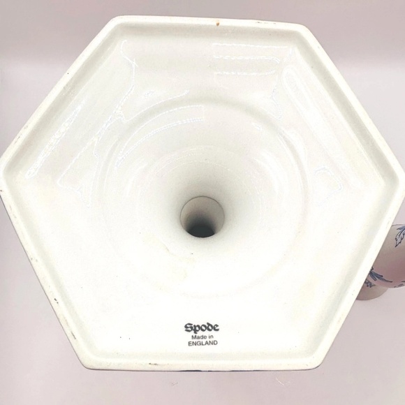 Vintage Spode Penny Lane Honeywall Blue & White Porcelain Candlesticks - Pair - Picture 5 of 15